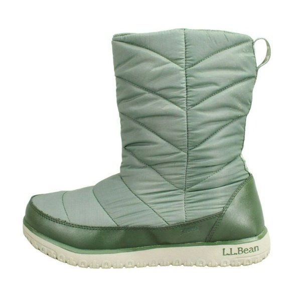 LL Bean Ultralight Green Nylon Side Zip Quilted Insulated Tall Winter Boots 11 M - Picture 1 of 9